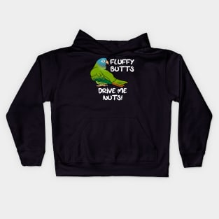 Fluffu butts drive me nuts blue crowned conure Kids Hoodie